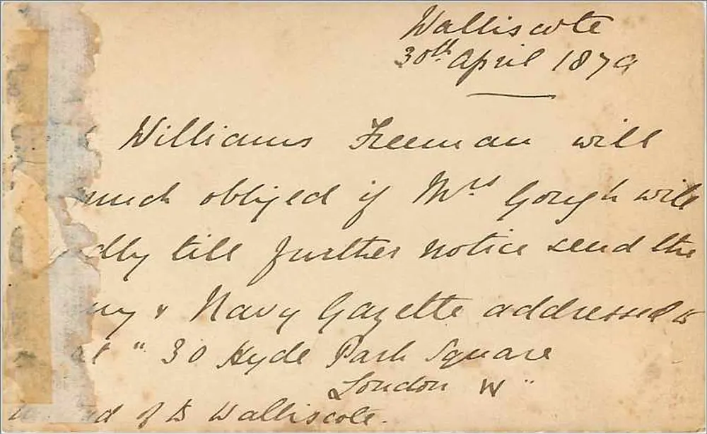Ansichtskarte von Reading — datiert 30. April 1879 — veröffentlicht von British Post Office - Rückseite
