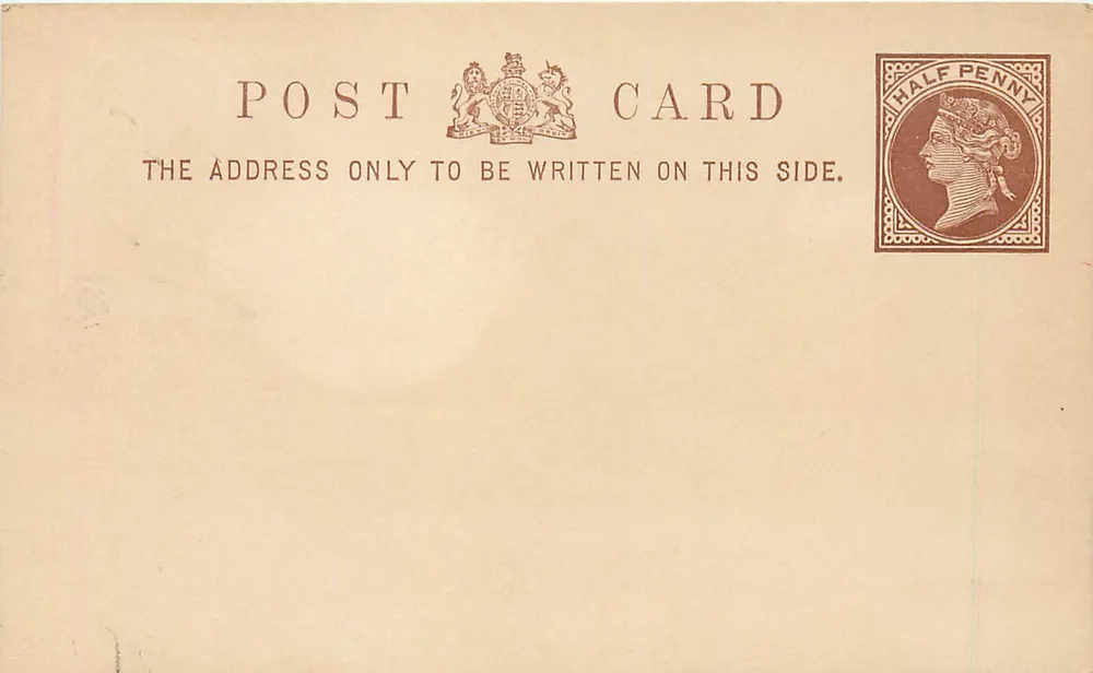 Britische Ansichtskarte — Modell ohne Bild — ½ Penny Victoria-Poststempel - Vorderseite