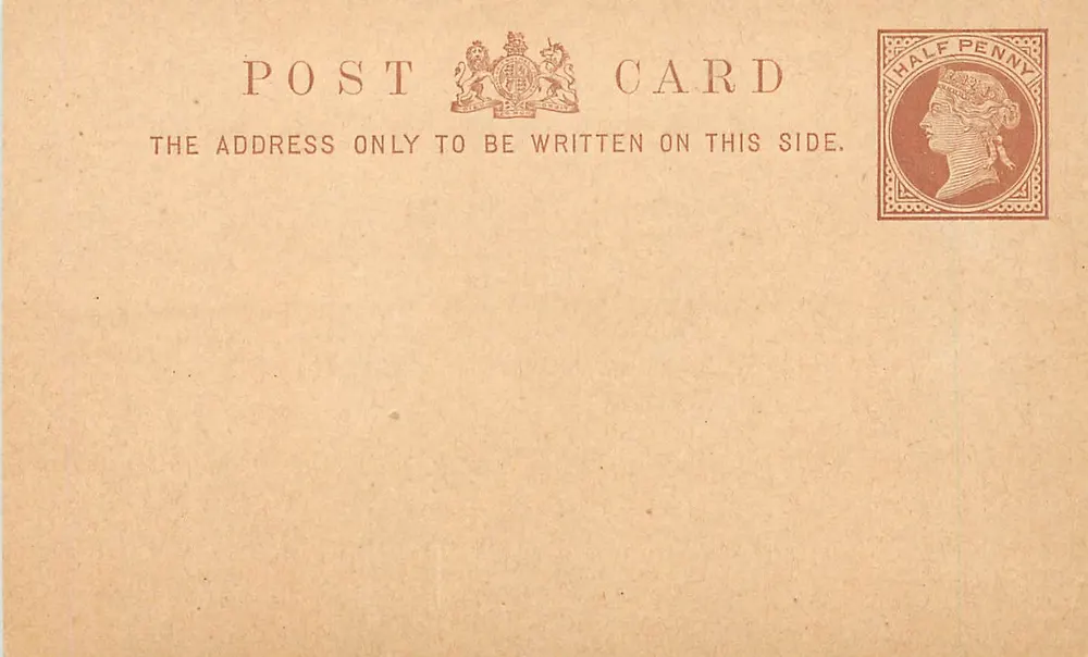 Carte postale britannique — verso — timbre de ½ penny - Recto