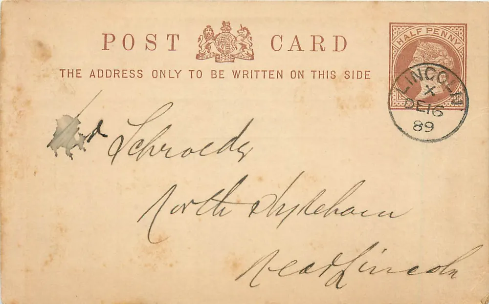 Lincoln — Great Northern Railway — Karte mit Halbpfennig-Stempel - Vorderseite