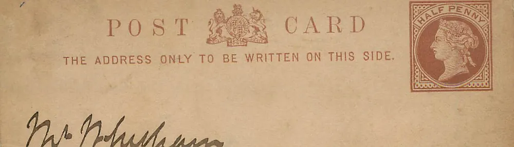 Britische Ansichtskarte — ½ Penny-Poststempel — handschriftliche Adresse - Vorderseite