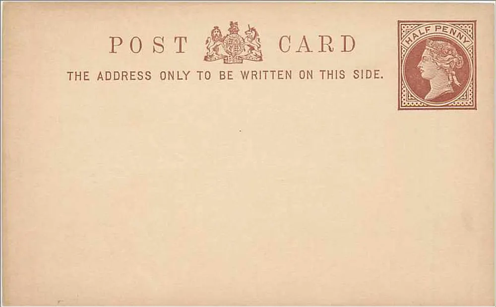Britische Karteikarte — Vorderseite — ½ Penny-Stempel - Vorderseite