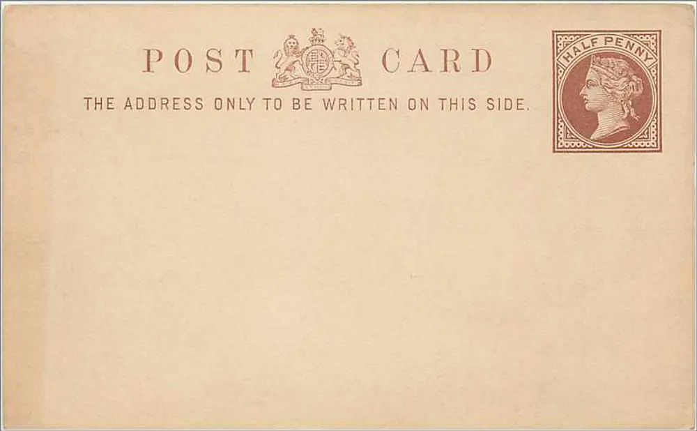 Britische Ansichtskarte — Vorder- und Rückseite leer — ½ Penny-Stempel - Vorderseite