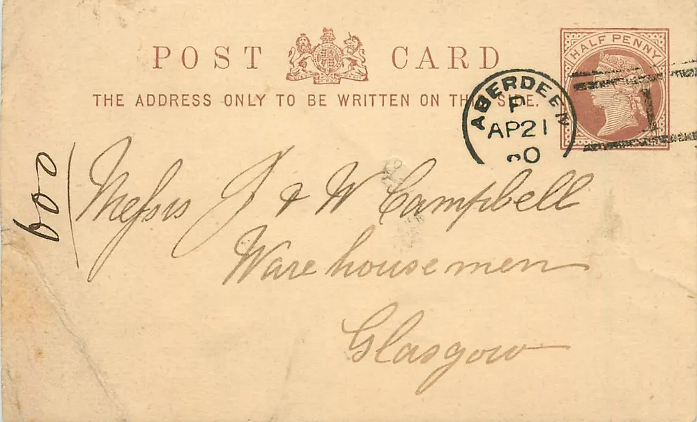 Aberdeen — Ansichtskarte datiert April 1900 — Verlag Royal Mail - Vorderseite