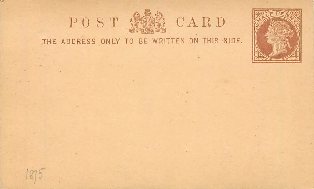 Britische Ansichtskarte — 1875 — Halbpfennig-Stempel Victoria - Vorderseite