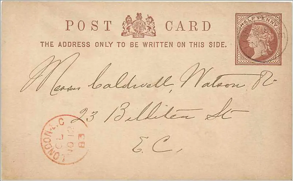 Englische Ansichtskarte — Crowden & Garrod, Falcon House — datiert 12/11/1883 - Vorderseite