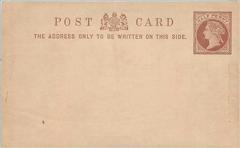 Britische Ansichtskarte — ½ Penny Victoria-Stempel — leerer Vorderseite - Vorderseite
