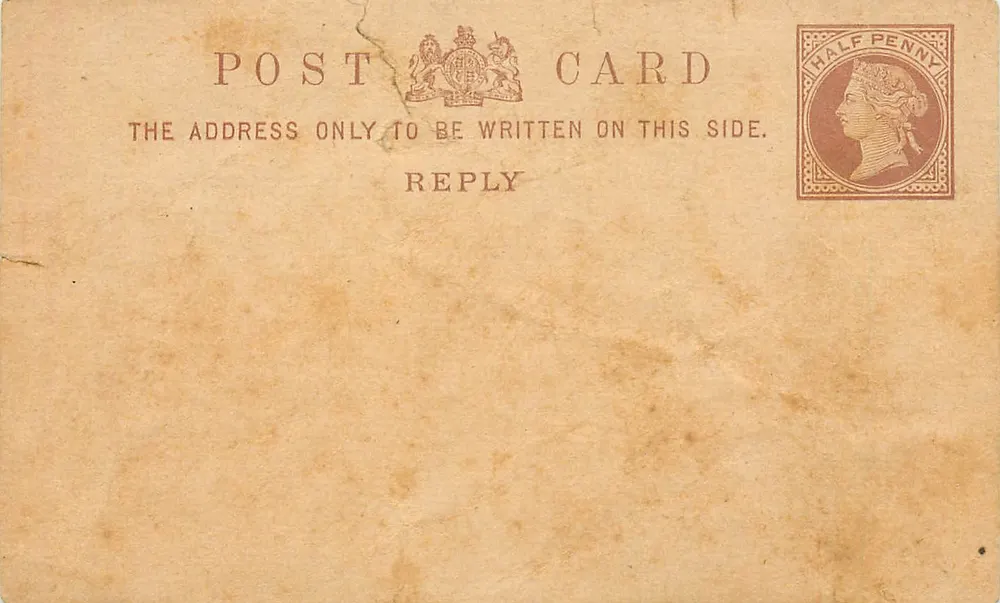 Britische Ansichtskarte — ½ Penny Victoria-Stempel — Rückseite sichtbar - Vorderseite