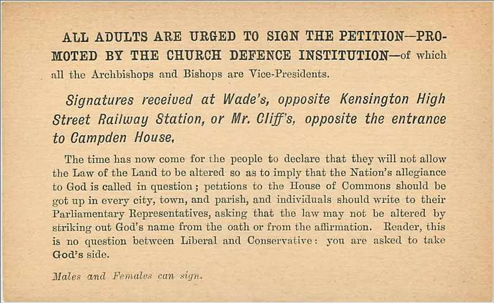 Religiöse Karte — Campden House, Kensington — Verlag nicht sichtbar - Rückseite