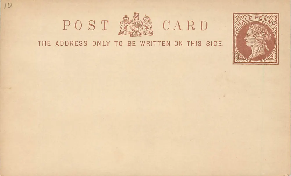 Britische Ansichtskarte — Standardmodell — ½ Penny-Poststempel - Vorderseite
