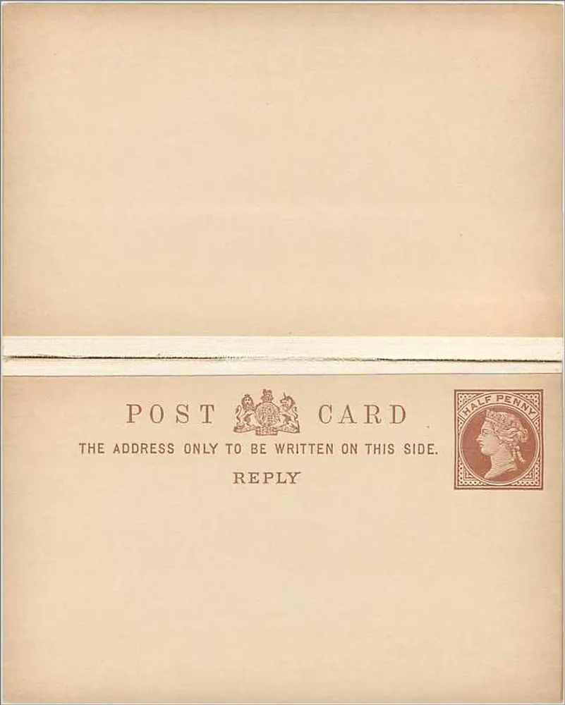 Antwortkarte — ½ Penny Victoria-Stempel — Rückseite mit Text 'ANTWORT' - Rückseite