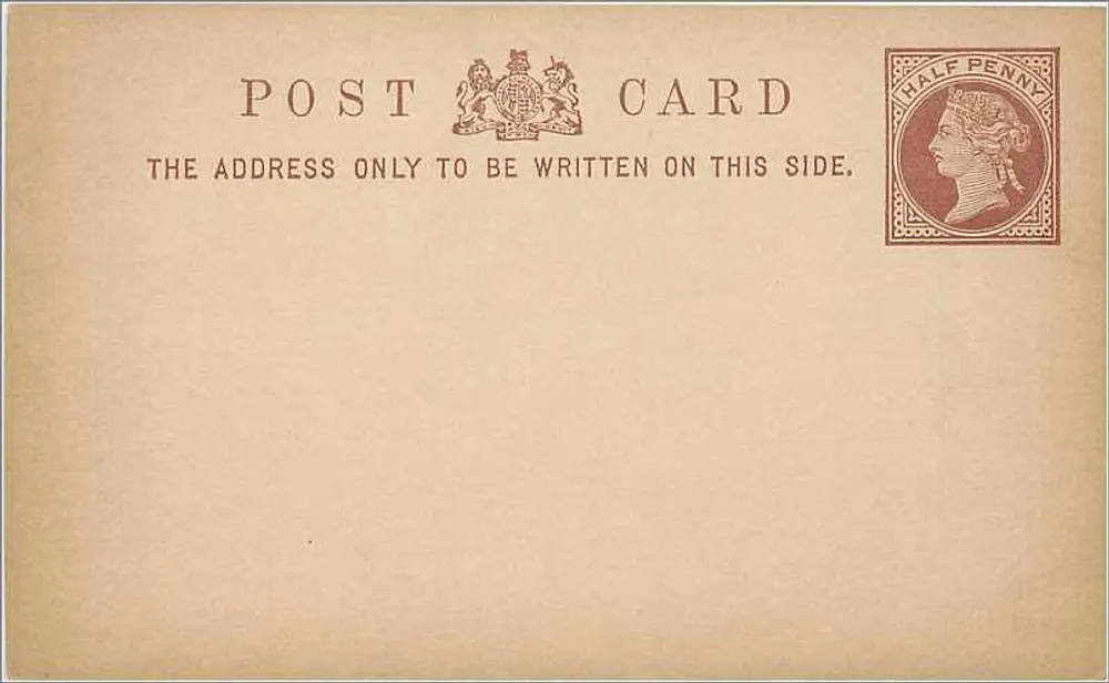 Britische Ansichtskarte — ½ Penny Victoria-Stempel — Vorder- und Rückseite leer - Vorderseite