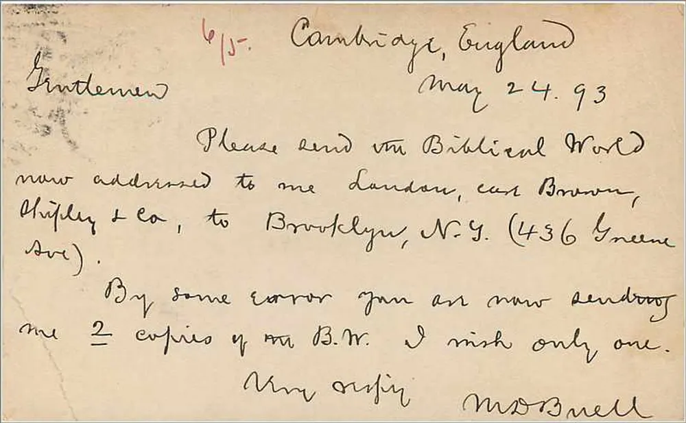 Cambridge, Inglaterra — carta postal enviada a Chicago — editor: University Press of Chicago - Verso