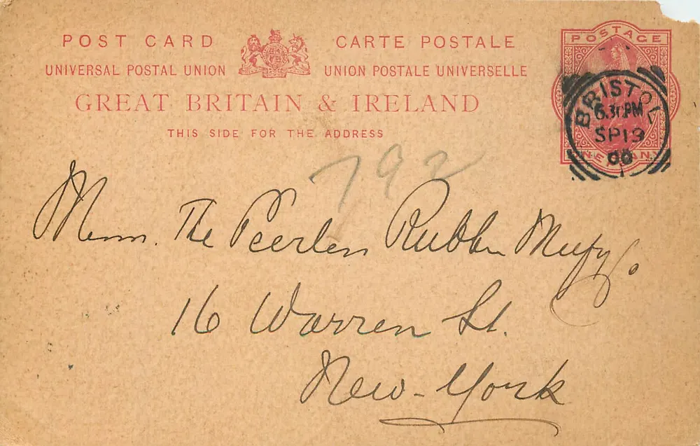Bristol — Karte an New York gesendet — Verlag Universal Postal Union - Vorderseite