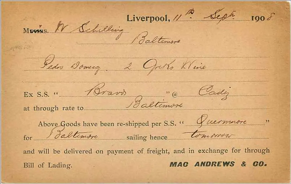 Liverpool — Liverpool, 11 Set 1908 — Mac Andrews & Co. - Verso
