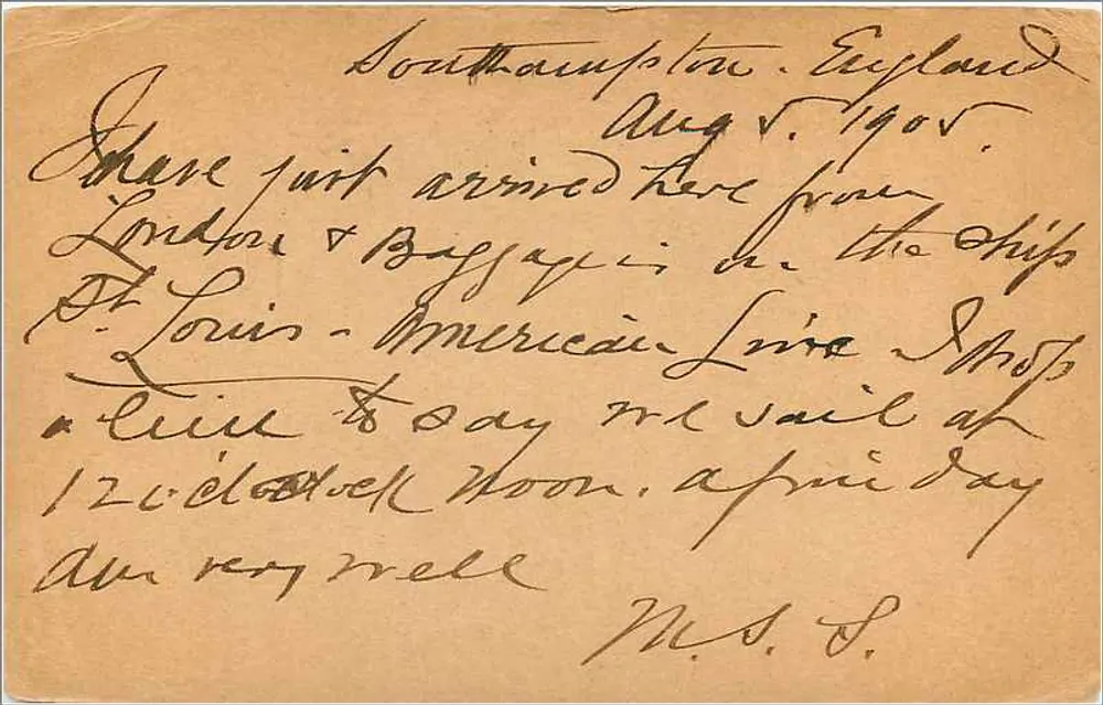 Southampton, England — Ankunft eines Schiffs — Verlag Universal Postal Union, Seriennummer 184 - Rückseite