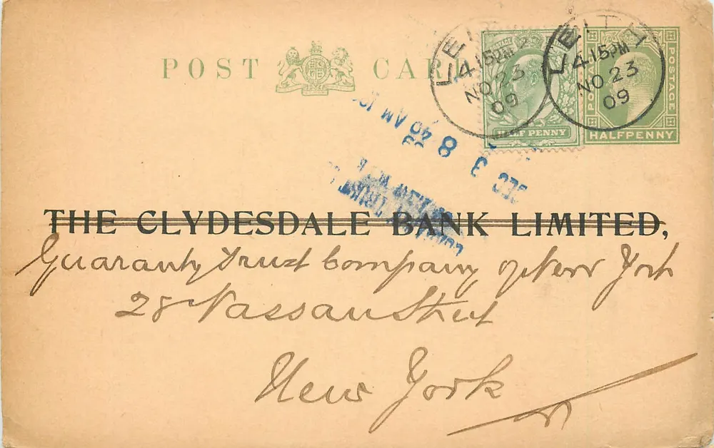 Leith — 23.11.1909 — The Clydesdale Bank Limited - Vorderseite