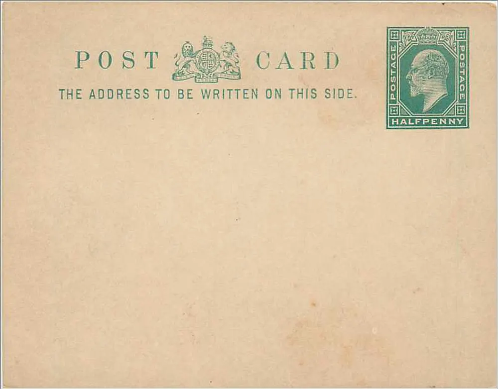 Carta postal britânica — carimbo de 1/2 penny (1902-1903) — editor não visível - Frente