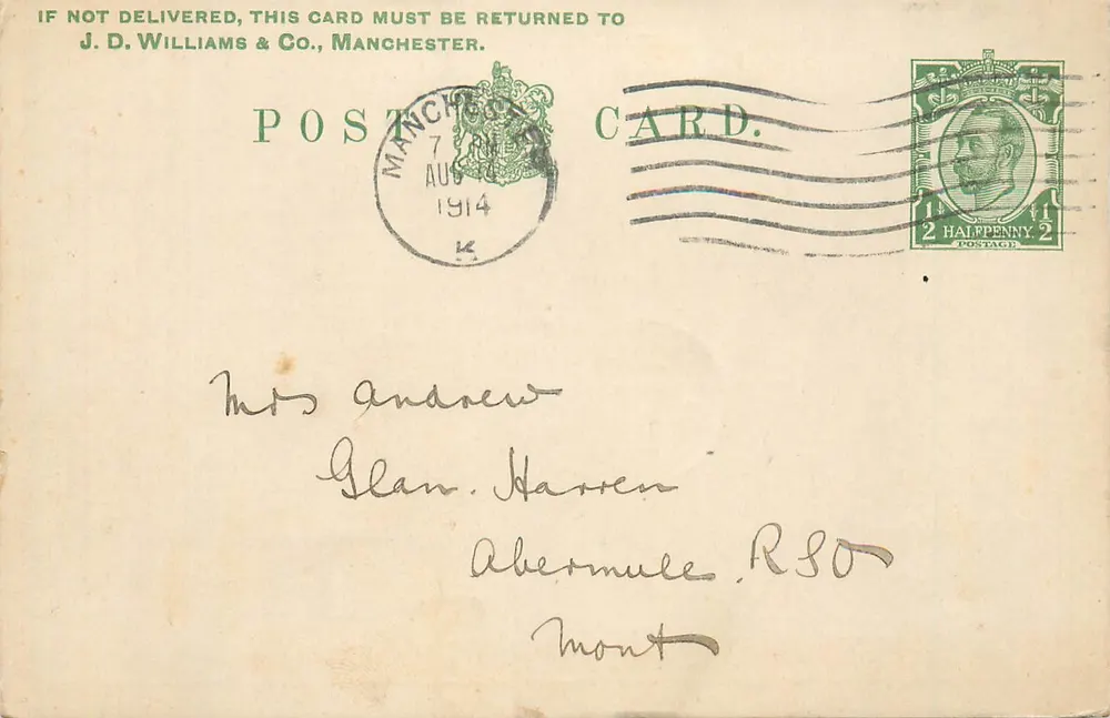 Carta postal comercial J.D. Williams & Co. — Manchester — n°134567 - Frente