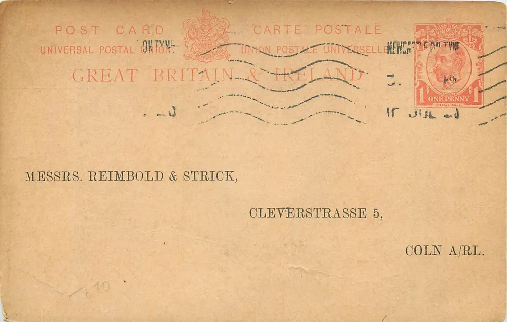 Carte postale commerciale — Newcastle-on-Tyne — Walkers, Parker & Co. — 1920 - Frente