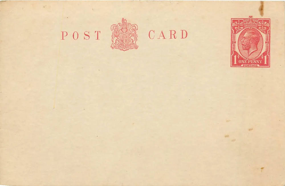 Britische Ansichtskarte — 1 Penny roter Stempel — Rückseite leer - Vorderseite