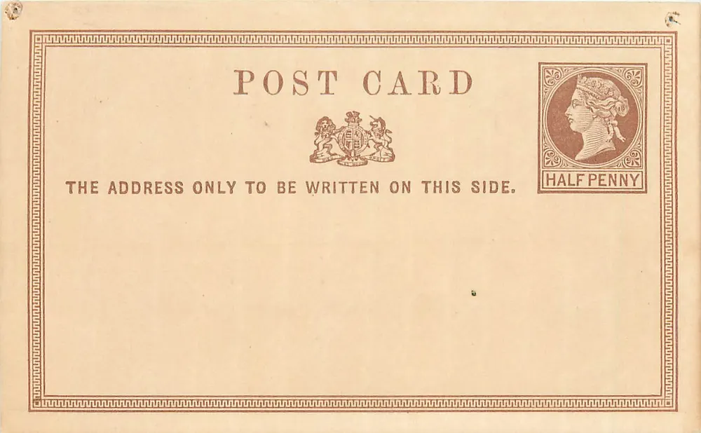 Englische Ansichtskarte — ½ Penny Victoria-Stempel — Vorder- und Rückseite leer - Vorderseite