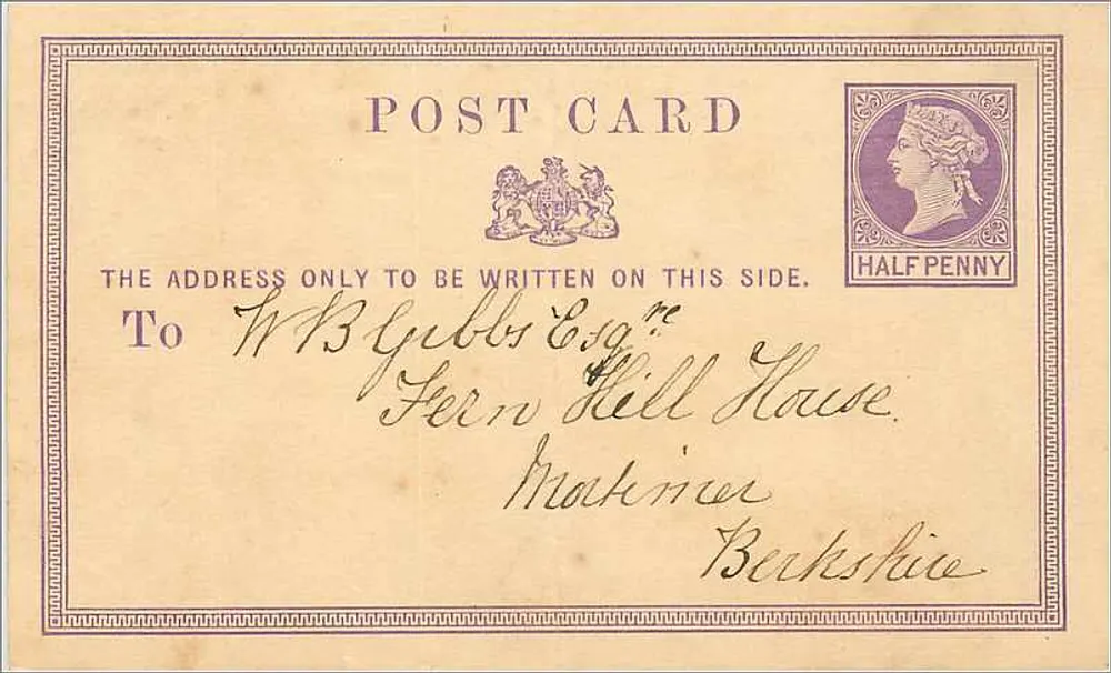 Englische Ansichtskarte — Halbpfennig-Stempel — an W.B. Gibbs, Fern Hill House, Berkshire - Vorderseite