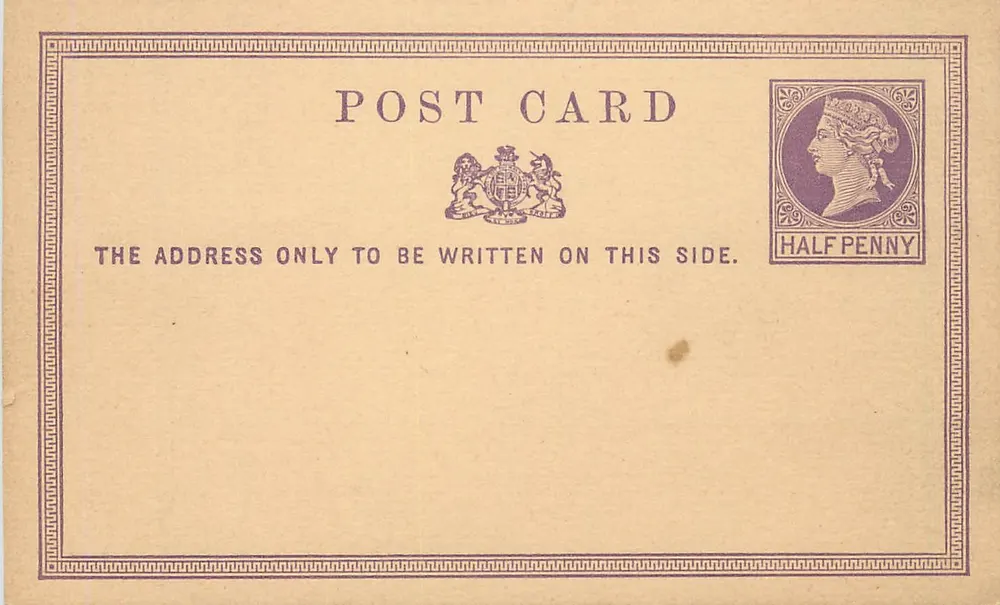 Britische Ansichtskarte — ½ Penny-Stempel — leere Rückseite - Vorderseite