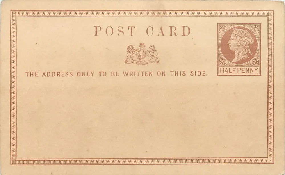 Britische Ansichtskarte — ½ Penny Victoria-Stempel — leere Rückseite - Vorderseite