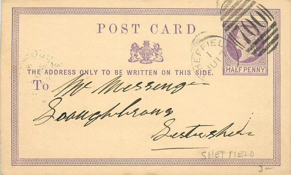 Sheffield — Ansichtskarte mit Halbpfennig-Stempel — Verleger nicht sichtbar - Vorderseite