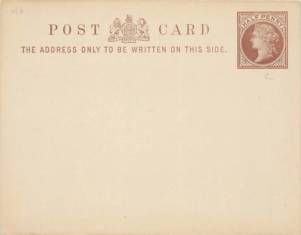 Britische Ansichtskarte — ½ Penny Victoria-Poststempel — Vorder- und Rückseite - Vorderseite