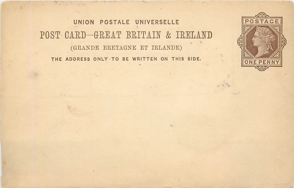 Britische Karte — Universal Postal Union — 1 Penny-Stempel - Vorderseite