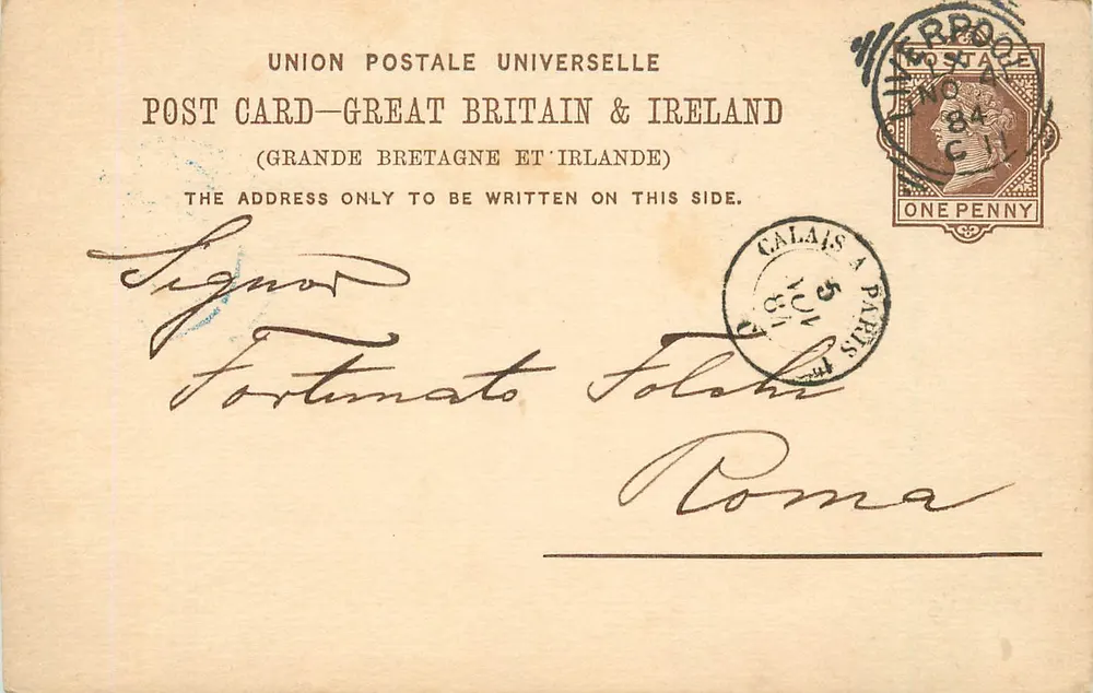 Rom — Ansichtskarte gesendet von Calais nach Paris — Verlag Union Postale Universelle, Serie Great Britain & Ireland - Vorderseite