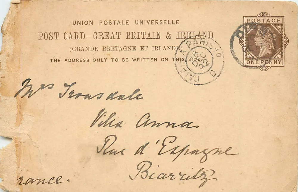 Ansichtskarte von Paris — Großbritannien und Irland — 1 Penny-Stempel - Vorderseite