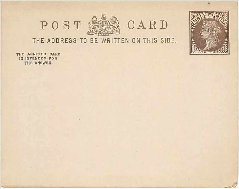 Britische Ansichtskarte — Rückseite — ½ Penny-Stempel - Vorderseite