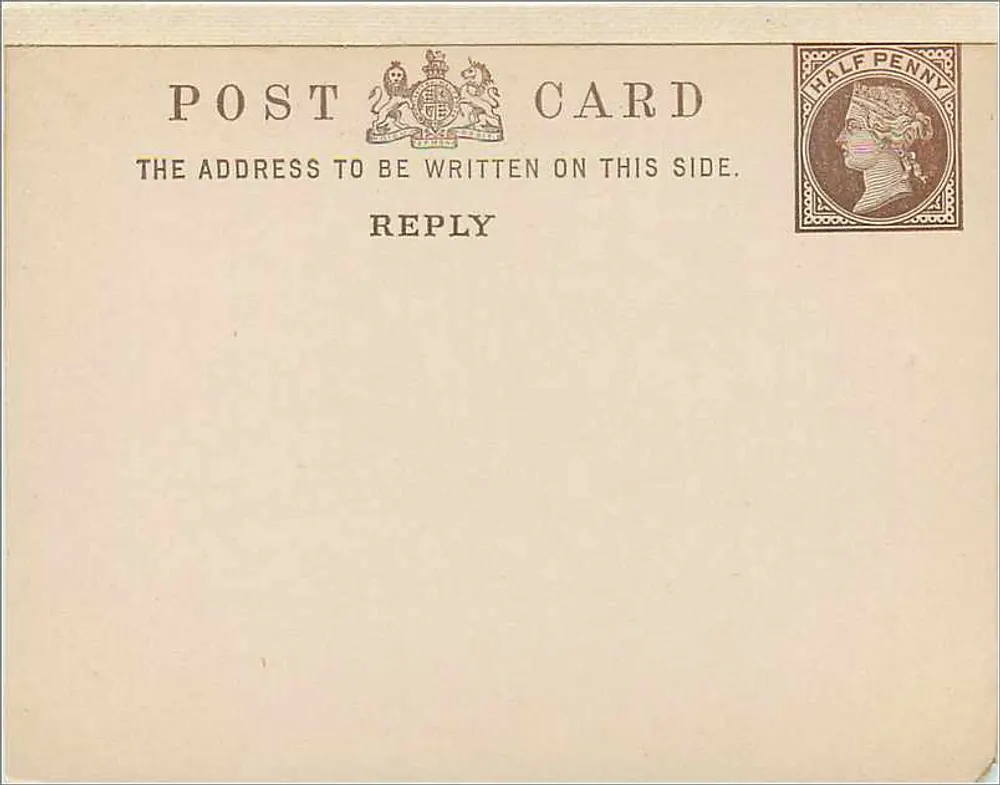 Britische Ansichtskarte — Vorderseite leer mit Halbfünfer-Stempel - Vorderseite