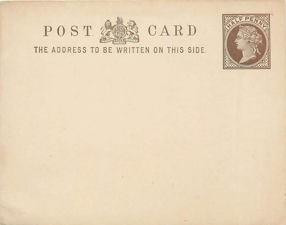 Britische Ansichtskarte — ½ Penny Victoria-Stempel — nur Vorderseite - Vorderseite