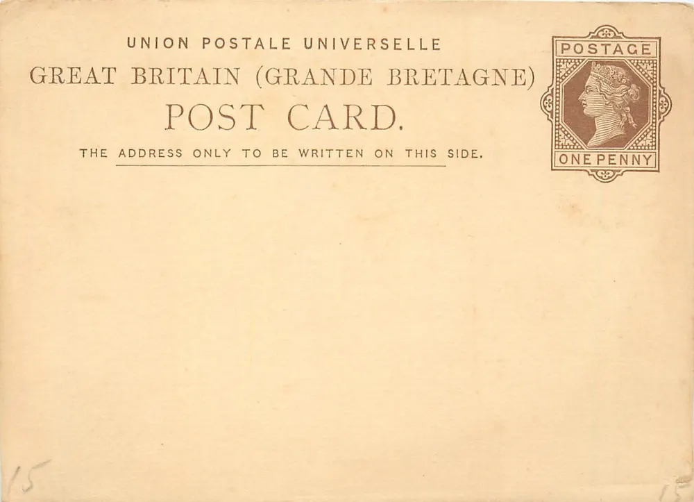 Britische Karteikarte — Universal Postal Union — 1 Penny-Stempel - Vorderseite
