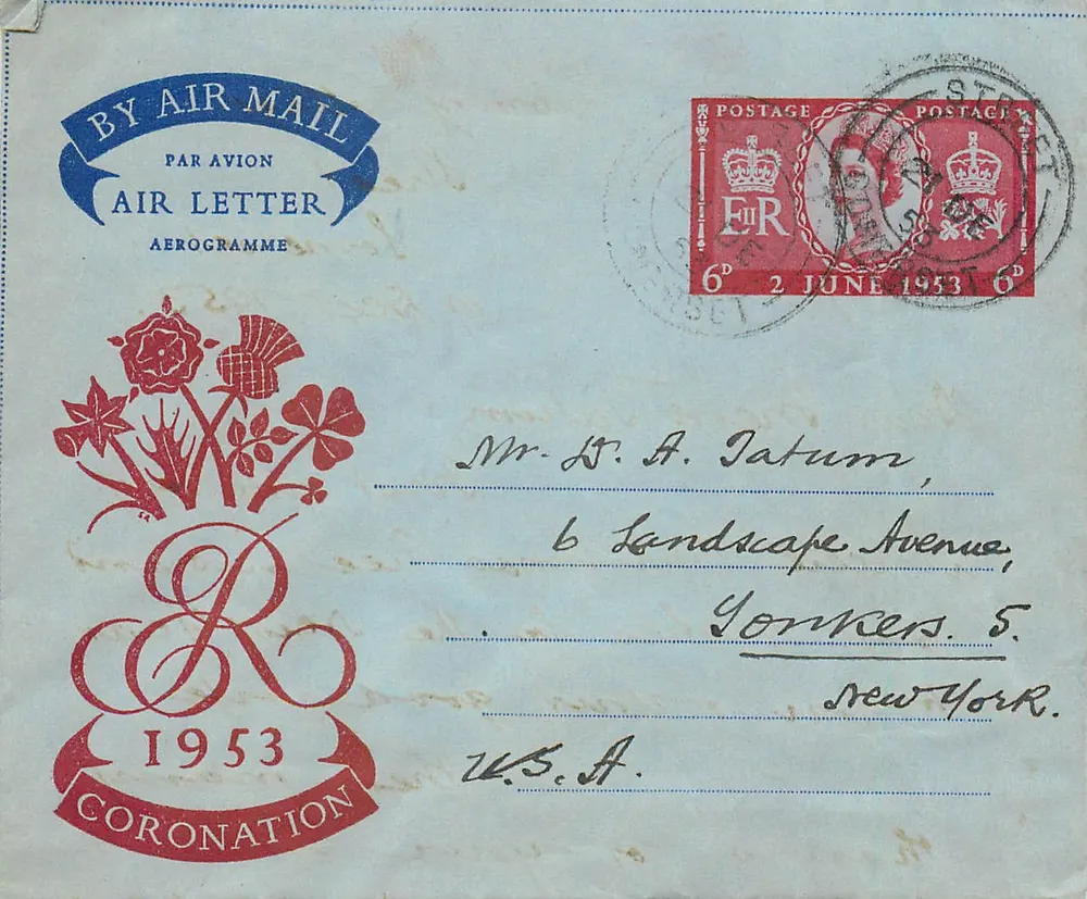 Krönung 1953 — Luftpost — Verlag nicht sichtbar - Vorderseite