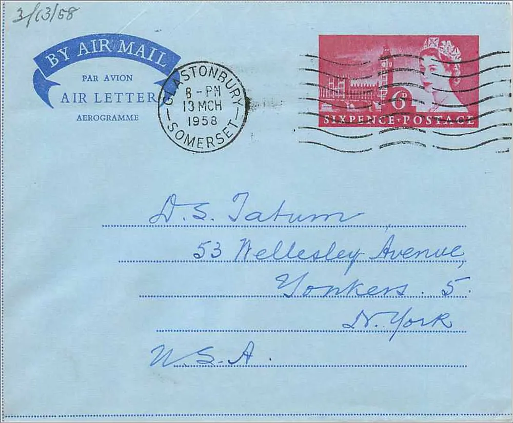 Aerogramm — Stonbury, Somerset — 1958 - Vorderseite