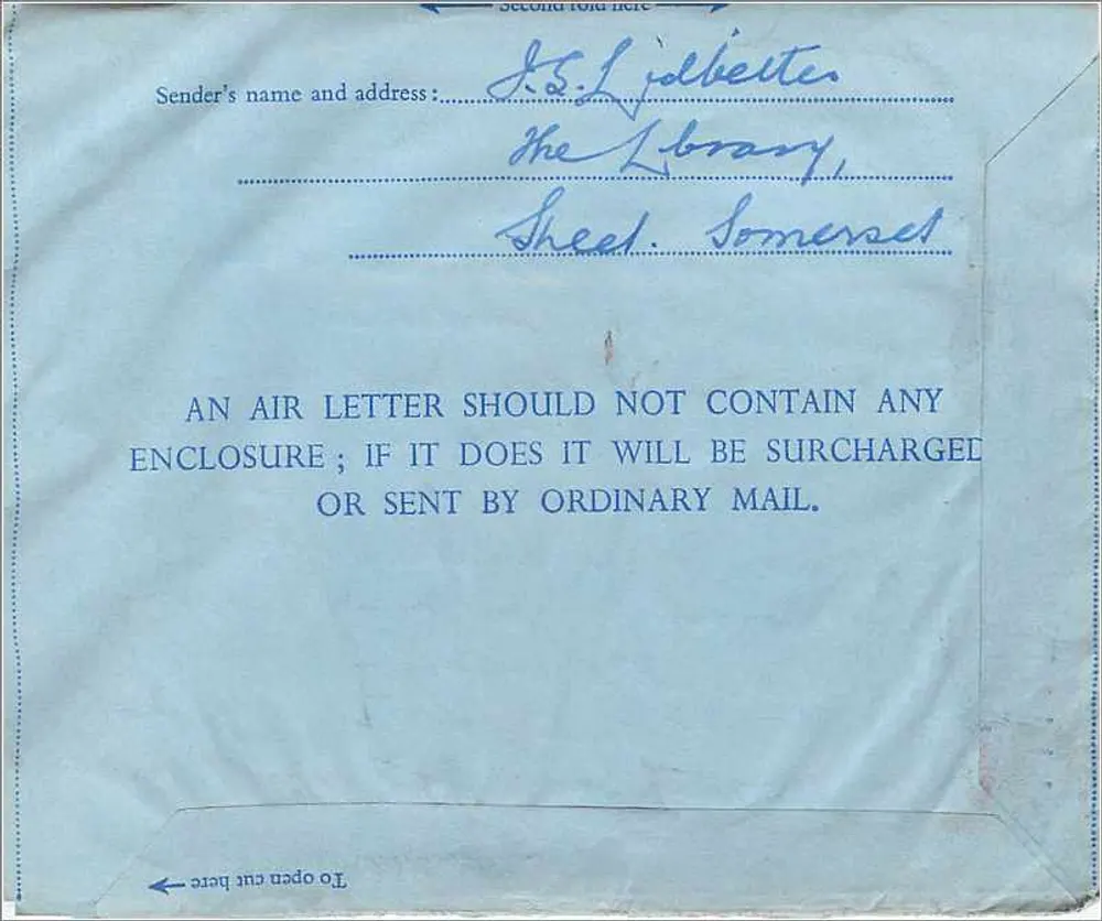 Luftpostkarte — Luftbrief — Verlag: Aerogramme - Rückseite