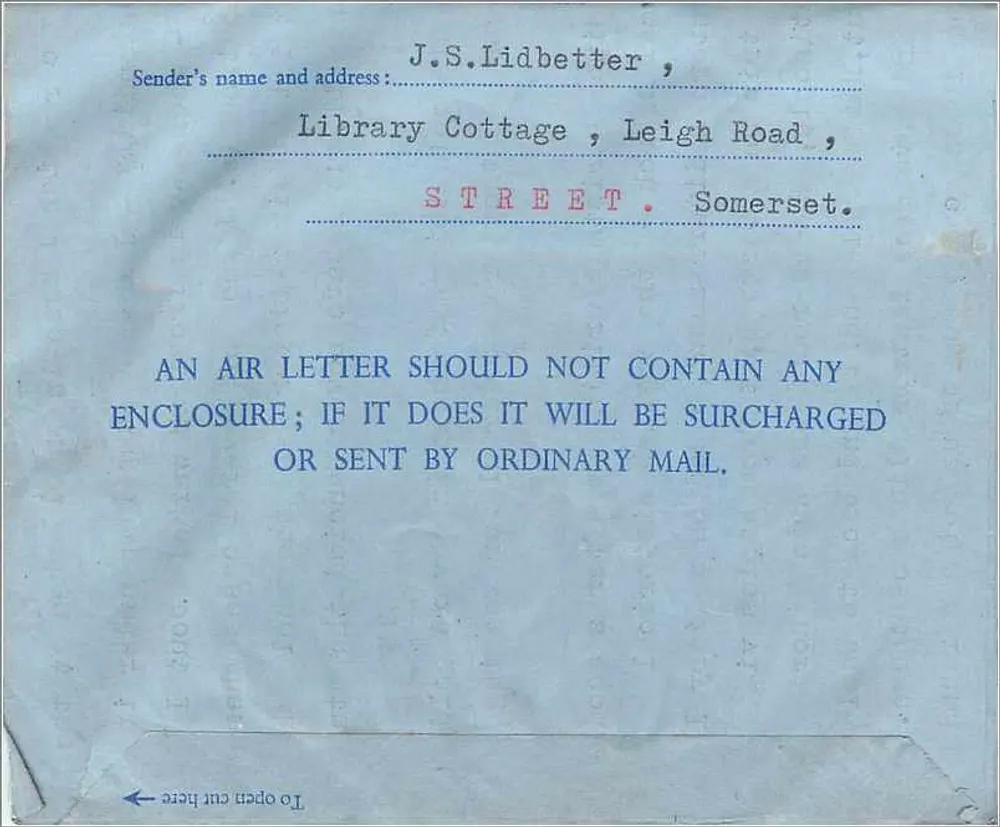 Somerset — Luftpost — G.L. Smith & Bury 1956 - Rückseite