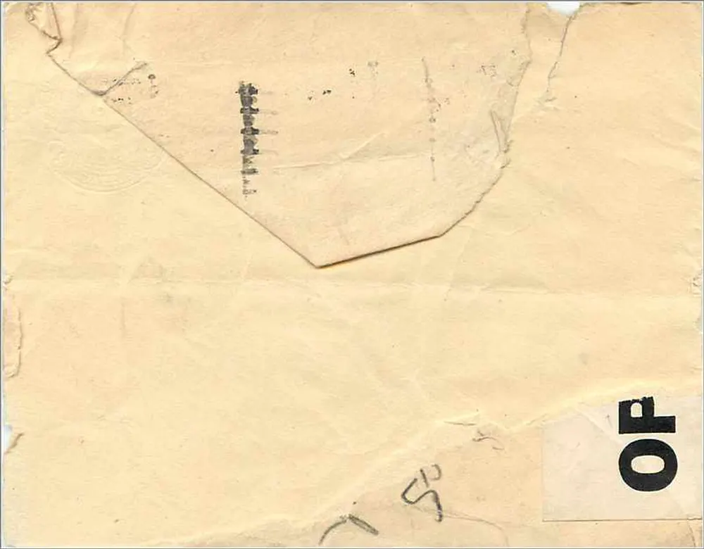 Carta postal aérea — exame — enviada para Miss Lrene Cropper, Nova York — datada 14 outubro 1942 - Verso
