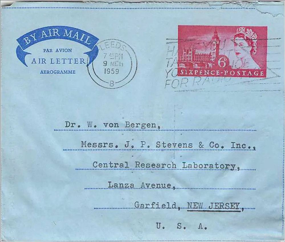London — Luftbrief aus Leeds — Verlag Air Letter - Vorderseite