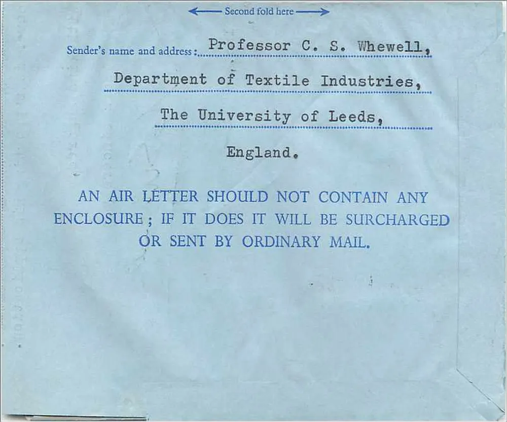 London — Luftbrief aus Leeds — Verlag Air Letter - Rückseite