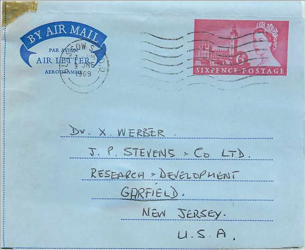 Luftpostbrief von Glasgow nach Garfield (New Jersey) — Verlag: British Post Office, Seriennummer nicht sichtbar - Vorderseite