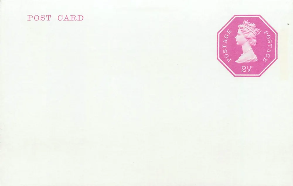 Britische Karteikarte — rosa 2½ Pence-Stempel — Verlag nicht sichtbar - Vorderseite