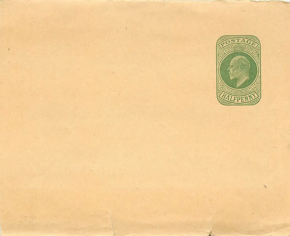 Briefumschlag mit Stempel — Profilporträt — 'HALFPENNY' — Kein gedruckter Text - Vorderseite