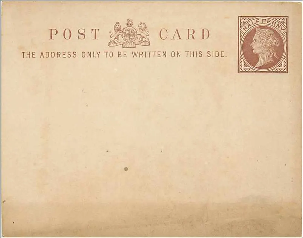 Englische Ansichtskarte — ½ Penny-Stempel — Rückseite mit handschriftlicher Nachricht - Vorderseite