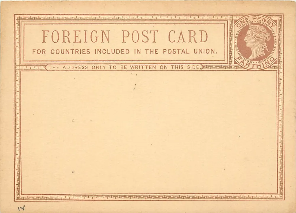 Ausländische Karte — Universal Postal Union — 1 Penny Farthing - Vorderseite